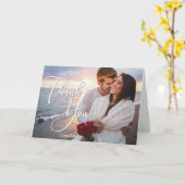 Modernes Honeymoon Foto Hochzeit Danke-Card Karte (Gelbe Blume)