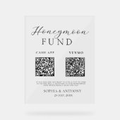 Modernes Honeymoon Fund QR Code Akronylic Wedding  Acrylschild (Vorderseite)