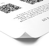 Modernes Honeymoon Fund QR Code Wedding Sign Poster (Ecke)