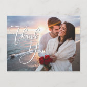 Modernes Honeymoon Wedding Foto Vielen Dank Postkarte (Vorderseite)