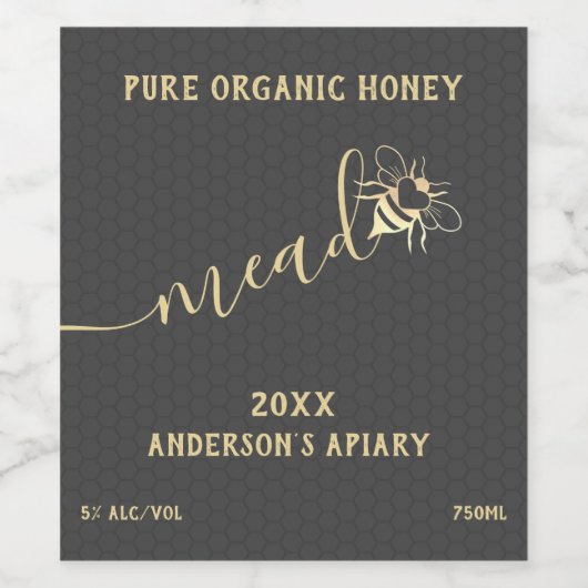 Modernes Honigwabenmeer Weinetikett (Einzelnes Label)