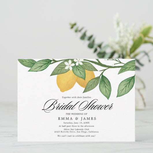 Modernes, horizontales Brautparty von Lemon Garden Einladung (Stehend Vorderseite)