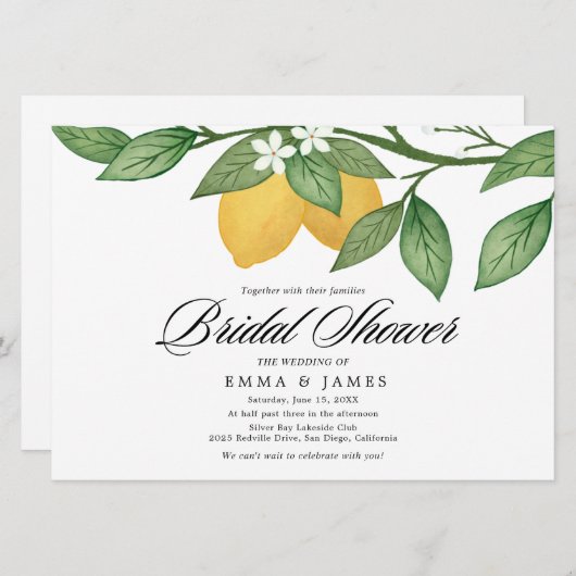 Modernes, horizontales Brautparty von Lemon Garden Einladung (Vorne/Hinten)