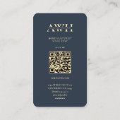 Modernes Hortikultura Monogram Dark Blue Gold Visitenkarte (Rückseite)