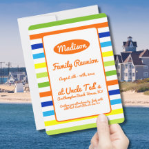 Modernes Hot Orange Summer Stripes Family Wiederse