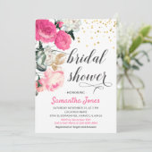 Modernes Hot Pink Blush Peony Rose Brautparty Einladung (Stehend Vorderseite)
