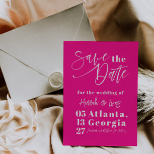 Modernes Hot Pink feines Foto Save the Date Einladung