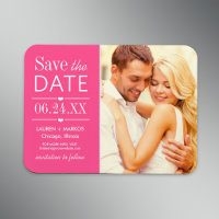 Modernes Hot Pink Hearts Wedding Foto Save the Dat
