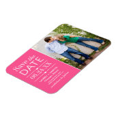 Modernes Hot Pink Hearts Wedding Foto Save the Dat Magnet (Linke Seite)