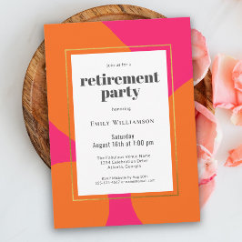 Modernes Hot Pink Orange Party für Abstrakte Alter Einladung