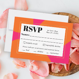 Modernes Hot Pink und Orange Abstrakte UAWG mit Ma RSVP Karte