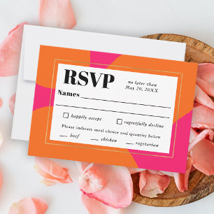 Modernes Hot Pink und Orange Abstrakte UAWG mit Ma RSVP Karte