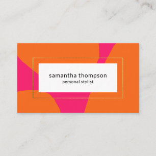 Modernes Hot Pink und Orange Chic Abstrakt Visitenkarte