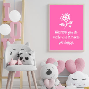 Modernes Hot Pink und Rose Inspiration Zitat Poster