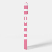 Modernes Hot-Pink und weißes Streifen mit Monogram Case-Mate iPhone Hülle (Rückseite / Rechts)