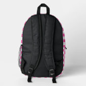 Modernes Hot Pink White Checked Bedruckter Rucksack (Rückseite)