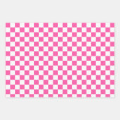 Modernes Hot Pink White Checked Geschenkpapier Set (Vorderseite 2)