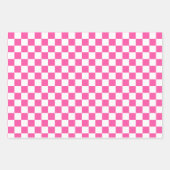 Modernes Hot Pink White Checked Geschenkpapier Set (Vorderseite)