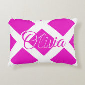 Modernes Hot Roink und Weiß, individuelle Name Dekokissen (Vorderseite)