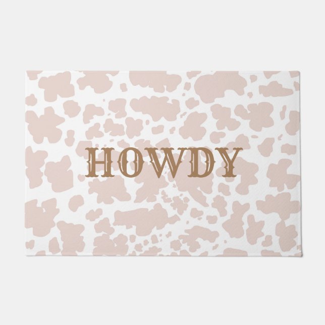 Modernes Howdy Beige Kuh Skin Muster Fußmatte (Vorderseite)