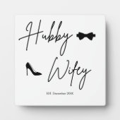 Modernes Hubby & Wifey Name Zeichen - Est. Date Fotoplatte (Vorderseite)