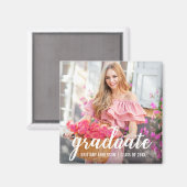 Modernes Hübscher Abschluss Ankündigung Foto Sq Magnet (Vorderseite/Rückseite)