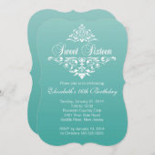 Modernes hübsches aquamarines 16. einladung (Vorne/Hinten)