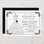 Modernes Hübsches Braut-Hochzeitskleid-Brautparty Einladung (Vorne/Hinten)