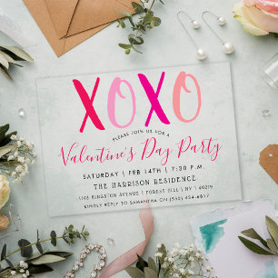 Modernes Hugs & Kisses (XOXO) Valentinstag Party Acryleinladungen