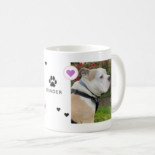 Modernes Hund 2 Fotos Herzname Kaffeetasse (VorderseiteRechts)