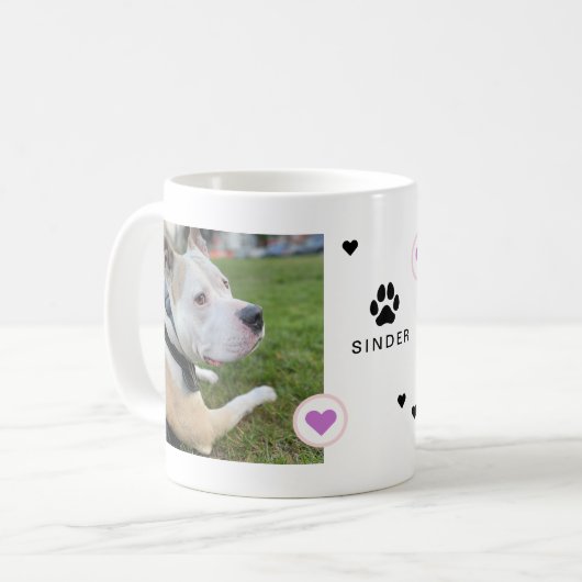 Modernes Hund 2 Fotos Herzname Kaffeetasse (Vorderseite Links)