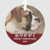 Modernes Hund Foto Rot Frohe Weihnachtsmann Keepak Ornament (Rückseite)