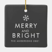 Modernes Hundebahn-Foto | Frohe Weihnachten Keramikornament (Rückseite)