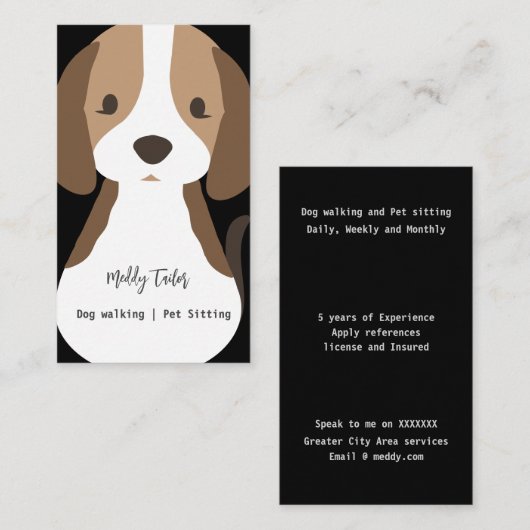Modernes Hundebüt Sitzplatz Visitenkarte (Vorne/Hinten)