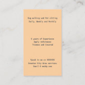 Modernes Hundebüt Sitzplatz Visitenkarte (Rückseite)