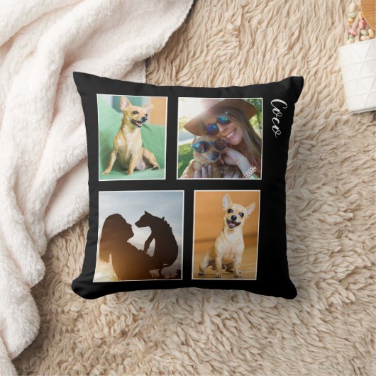 Modernes Hundeliebhaber-Foto-Collagen-Monogramm | Kissen (Decke)