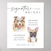 Modernes Hundeschrift Drinks Hochzeitstiefel Bar Z Poster (Vorne)