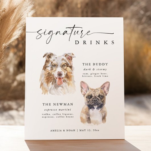 Modernes Hundeschrift Drinks Hochzeitstiefel Bar Z Poster