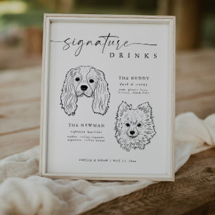 Modernes Hundeschrift Drinks Hochzeitstiefel Bar Z Poster