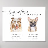 Modernes Hundeschrift Drinks Hochzeitstiefel Bar Z Poster (Vorne)