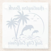 Modernes Huntington Beach California Dark Blue Glasuntersetzer (Rückseite)