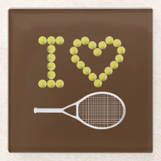 Modernes I Liebe Tennis Brown Glasuntersetzer
