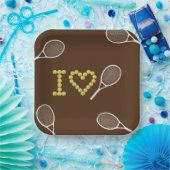 Modernes I Liebe Tennis Brown Pappteller (Party)