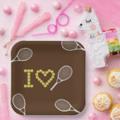 Modernes I Liebe Tennis Brown Pappteller (Party)