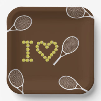 Modernes I Liebe Tennis Brown Pappteller