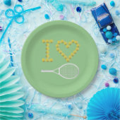 Modernes I Liebe Tennis Green Pappteller (Party)