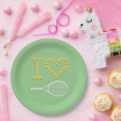 Modernes I Liebe Tennis Green Pappteller (Party)