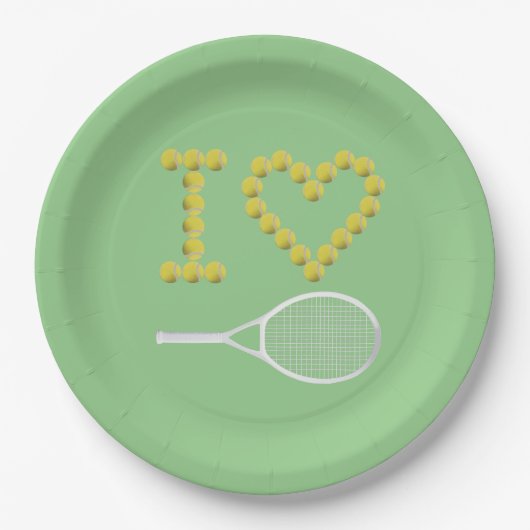 Modernes I Liebe Tennis Green Pappteller (Vorderseite)