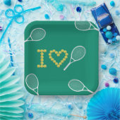 Modernes I Liebe Tennis Green Pappteller (Party)
