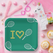 Modernes I Liebe Tennis Green Pappteller (Party)